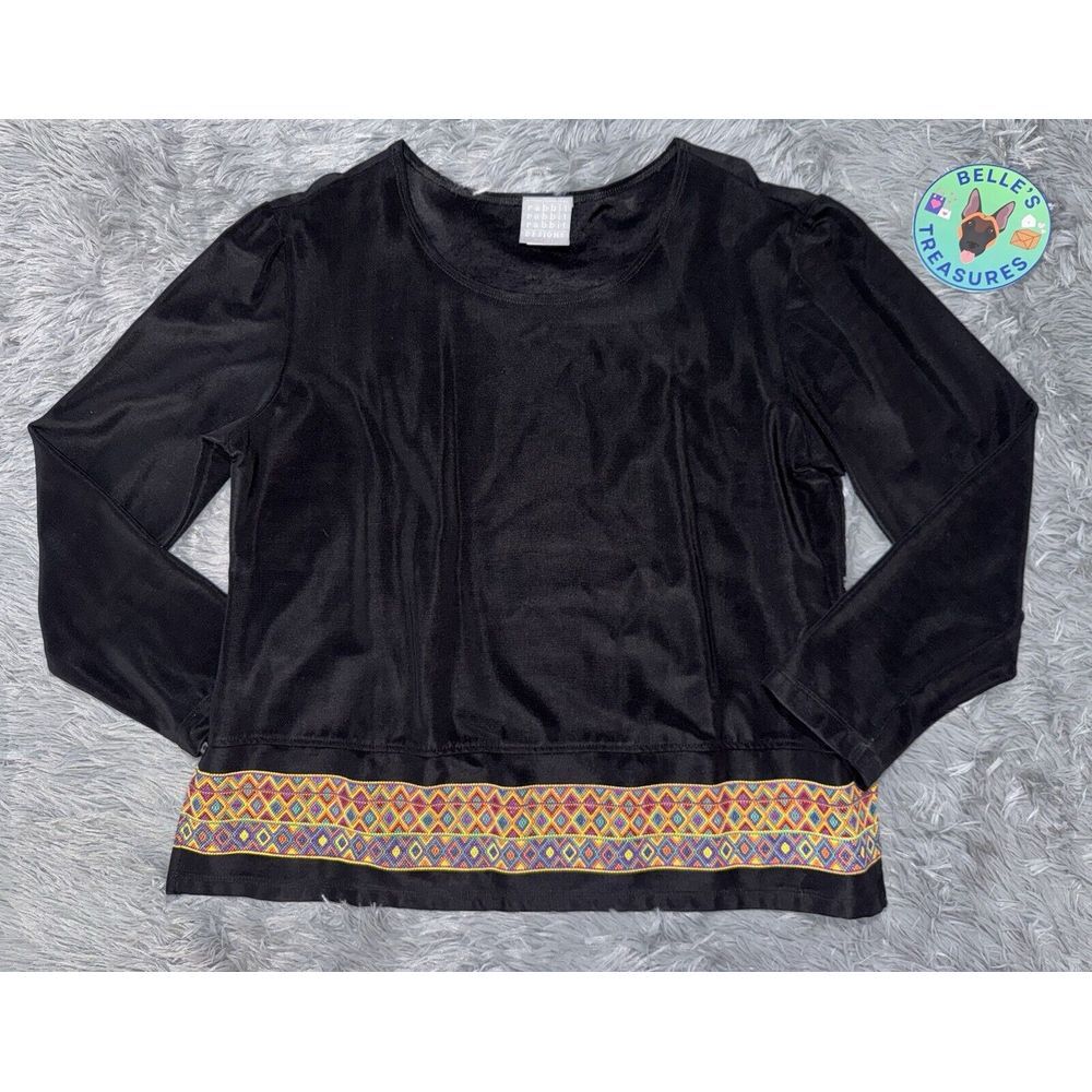 Rabbit Rabbit Rabbit Designs Womens Size‎ 14 Aztec Western Beaded Stretch Shirt
